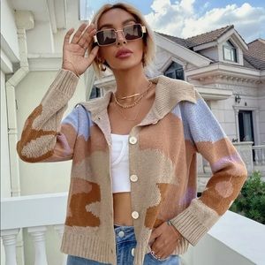 Graphic Pattern Button-up Cardigan
